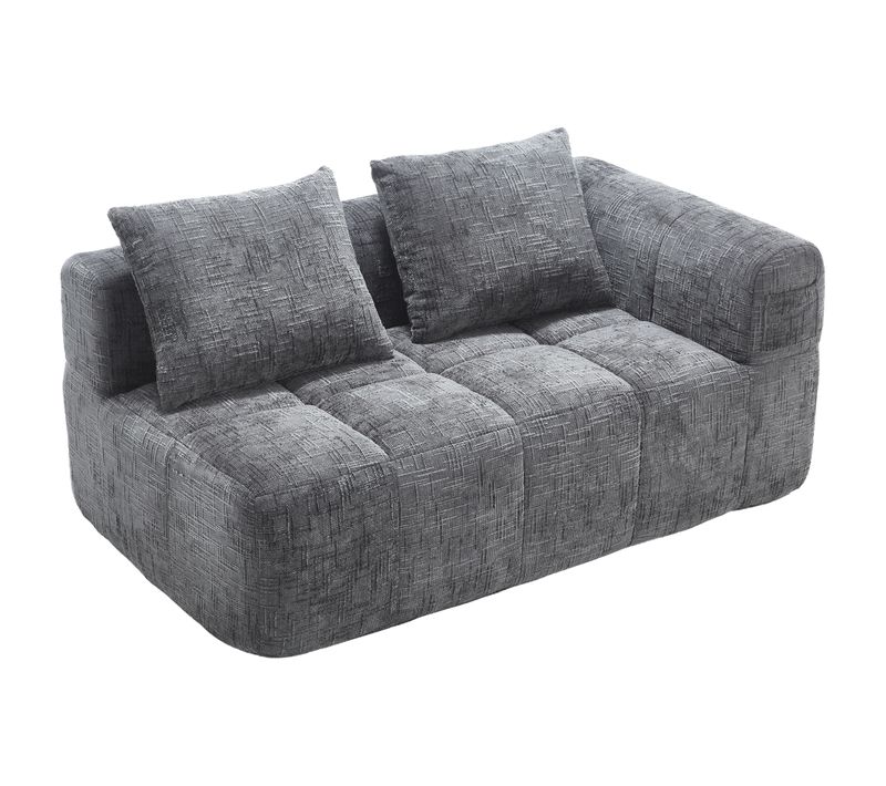 Méridienne Canapé Gris, Avec Sac De Rangement, 2 Coussin, Tissu Chenille, 158×90×60cm