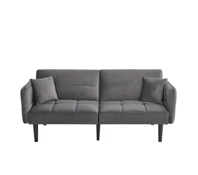 Canapé Convertible 2 Places 176x78x76cm, Canapé-lit Modulable Deux En Un, Gris Rustique