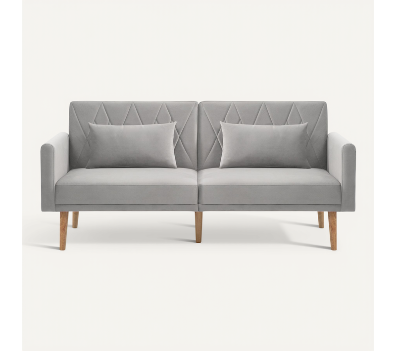 Canapé Convertible 2 Places Moderne 180x75x82cm, Banquette Clic Clac, Tissu Velours, Gris
