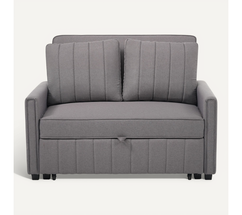 Canapé Double Pliant 127x75x94cm, Dossier Réglable, 2 Coussins, Gris Foncé