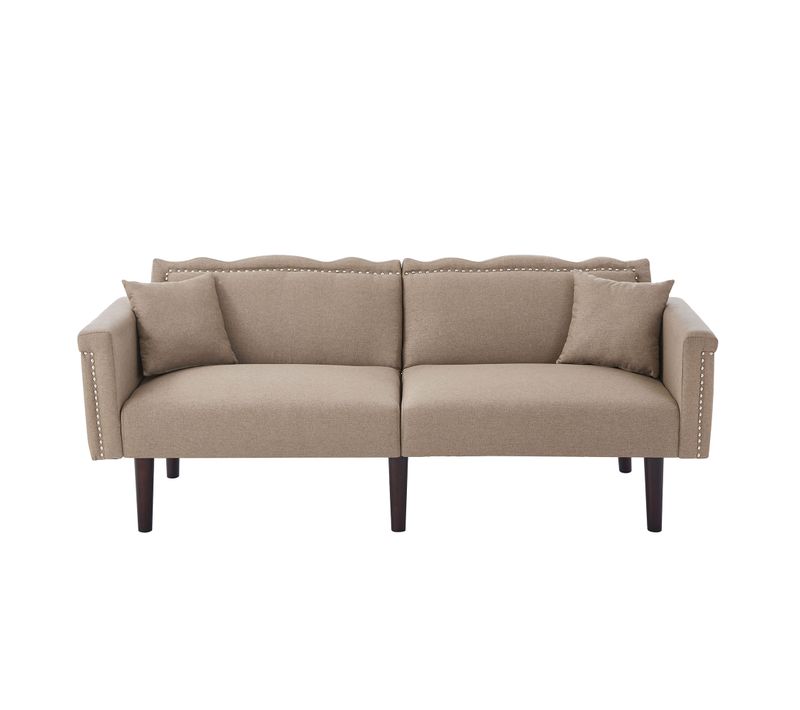 Canapé Double 176x72x72cm, Dossier Réglable Indépendamment, Décoration Métal, Marron Rustique