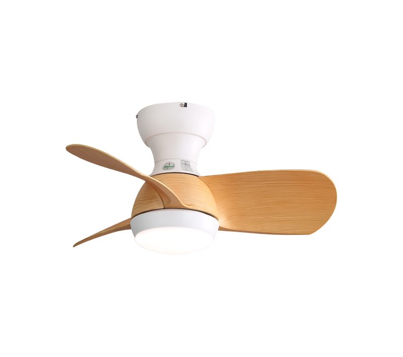 Ventilateur Plafond 23",avec Variateur 3 Couleurs, 3 Pales En Abs, Télécommande, Couleur Bois Clair