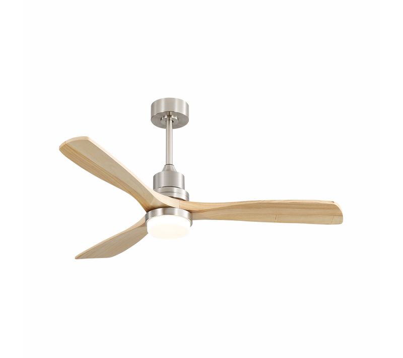 Ventilateur Plafond 52", Télécommande à 6 Vitesses Lumière LED Tricolore Couleur Bois Naturel