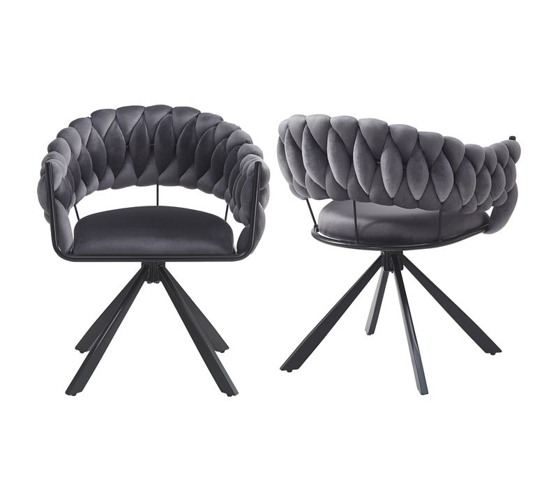 Lot De 2 Chaise De Salle à Manger Grise, Fauteuil En Tissu Velours