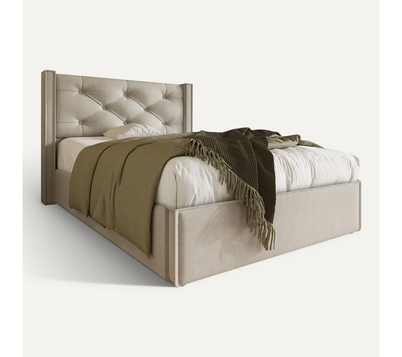 Lit Coffre Hydraulique Rembourré 90x200 Cm, Cadre De Lit Avec Rangement, Coton, Gris Clair