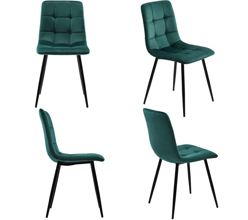 Chaises De Salle à Manger,lot De 4 Chaises Design Rembourrées Avec Dossier,assise En Velours Vert