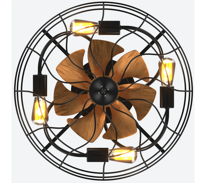 Ventilateur De Plafond Encastré De 20" Avec Ampoule, 7 Pales En Abs, Télécommande.