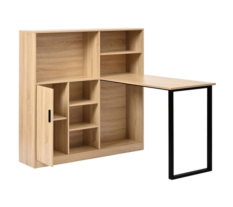 Bureau Droit Avec Bibliothèque, Naturel