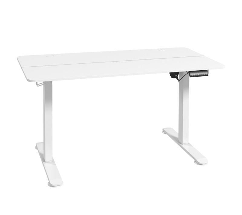 Bureau Droit, Électrique, Réglable En Hauteur 140x70 Cm, Blanc