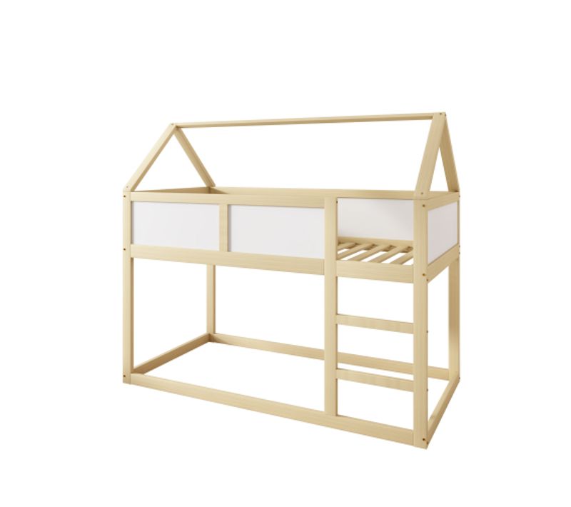 Lit Superposé 90x200 Cm, Lit Enfant Avec Escalier, Structure En Bois, Couleur Bois