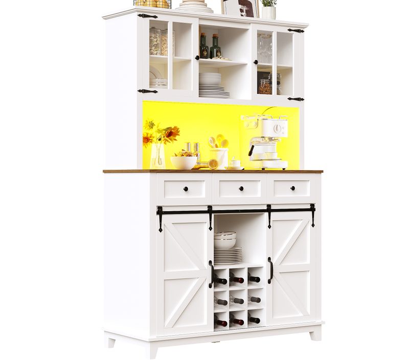 Buffet De Cuisine, Buffet Haut Blanc 105 X 38.4 X 180 Cm , Mdf