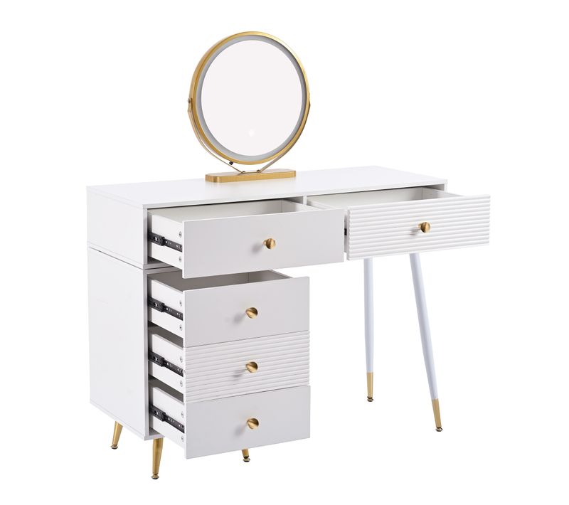 Coiffeuse Avec Éclairage LED Et Miroir,blanc(sans Tabouret)