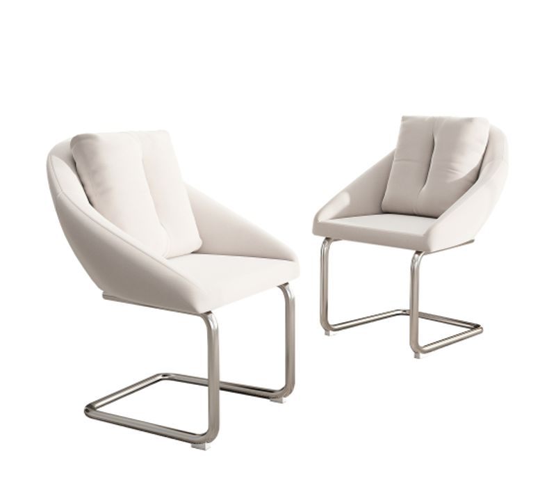 Lot De 2 Chaises De Salle à Manger En Velours Beige Avec Coussins, Pieds En Métal