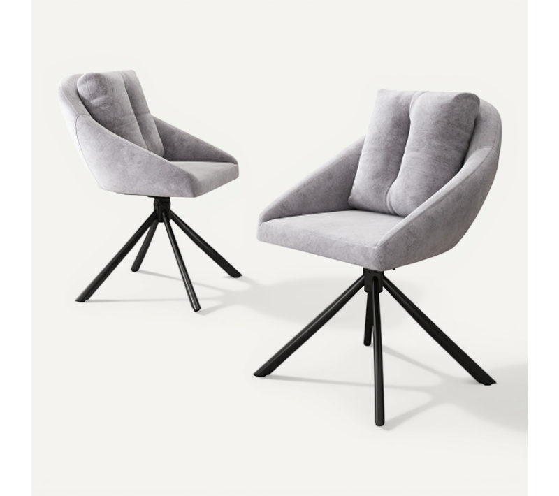 Chaise De Salle à Manger Pivotante En Velours Gris Avec Coussin, Pieds En Métal