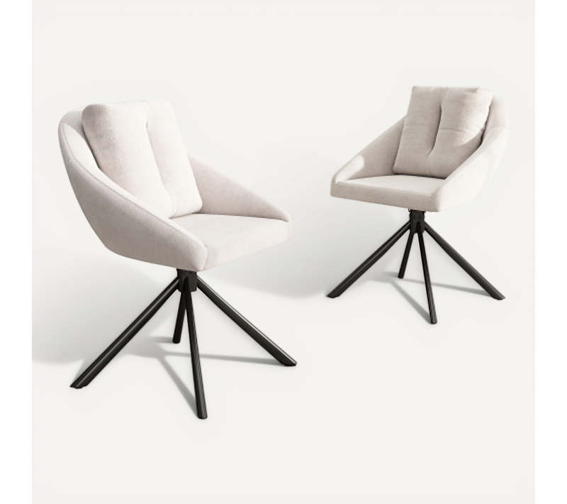 Chaise De Salle à Manger Pivotante En Velours Beige Avec Coussin, Pieds En Métal