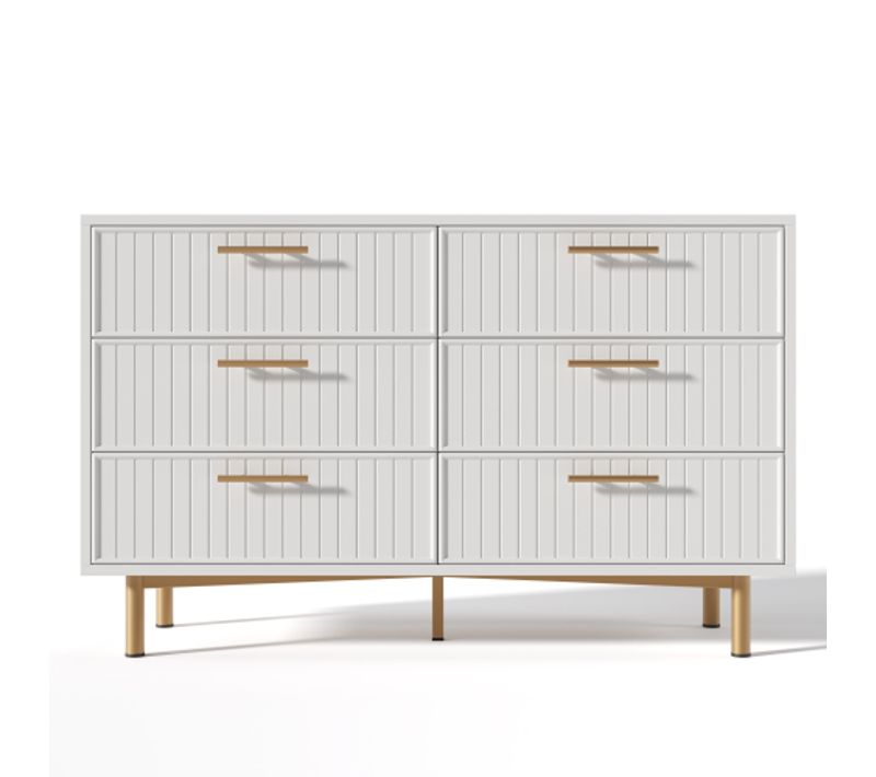 Commode Blanche à 6 Tiroirs Pour Chambres Et Tous Les Salons, 75x120x40 Cm