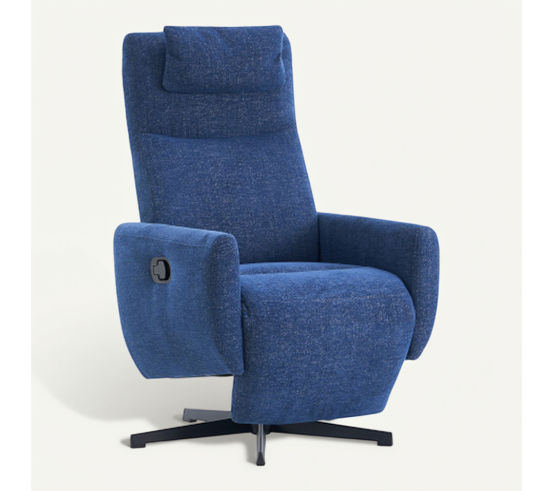 Fauteuil Inclinable Et Pivotant En Chenille Avec Appuie-tête Et Repose-pieds, Bleu