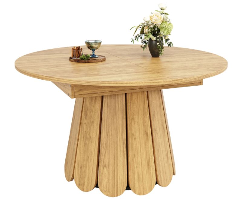 Table à Manger Ronde Extensible, Table Pour 6 Personnes, Couleur Bois