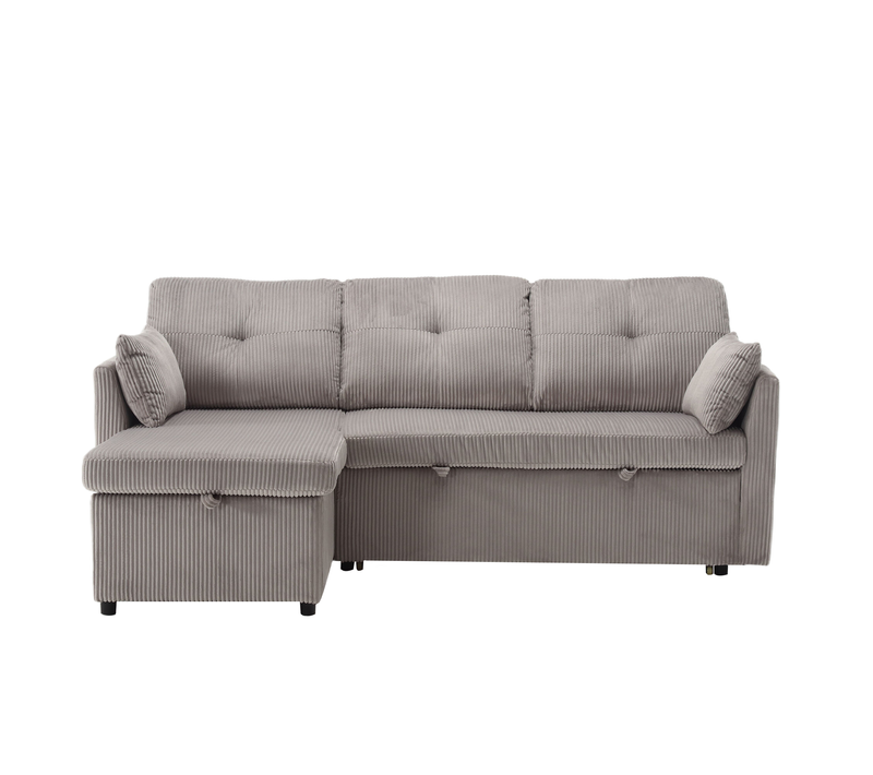 Canapé Angle Convertible,3 En 1,avec Rangement,poches Latérales,3 Places,mousse,velours,gris Clair