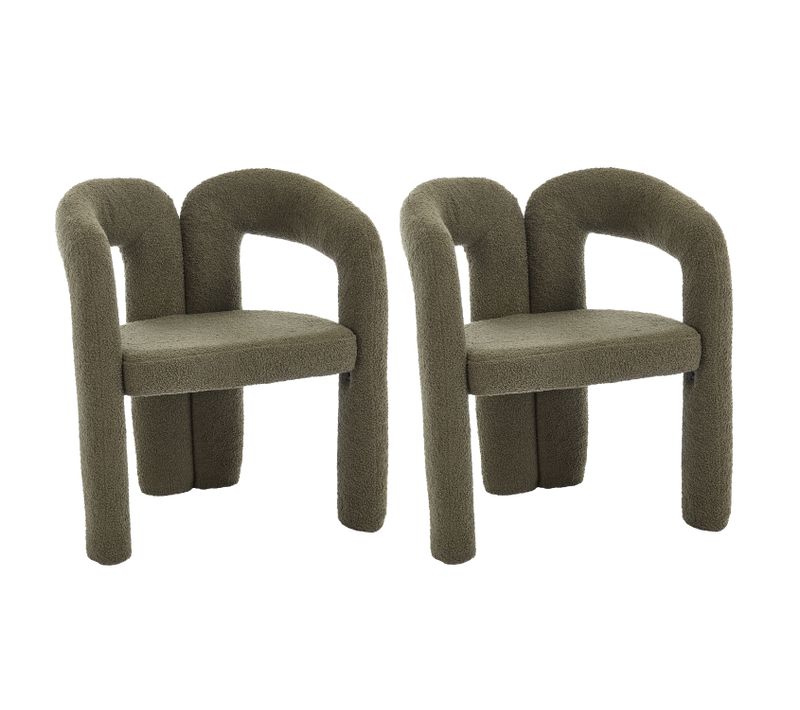 Lot De 2 Chaises De Salle à Manger En Tissu Teddy, Vert