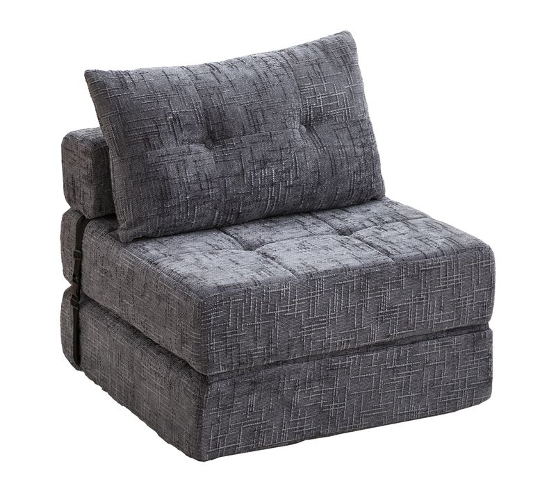 Fauteuil Convertible 1 Place Avec Coussin - Chenille Gris