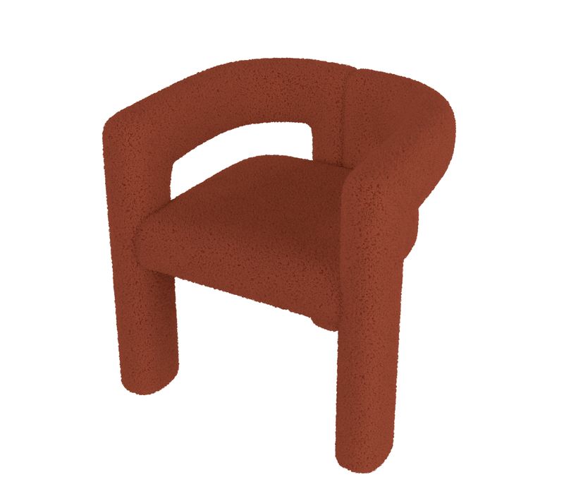 Fauteuil Design Ergonomique Cadre Rond Revêtement Teddy - Structure Métallique - Brun