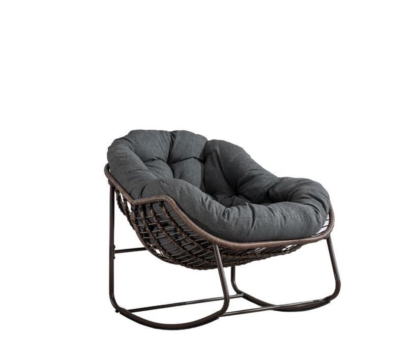 Jardin - Fauteuil Suspendu à Bascule Avec Cadre En Acier Et Coussin En Coton - Gris Foncé