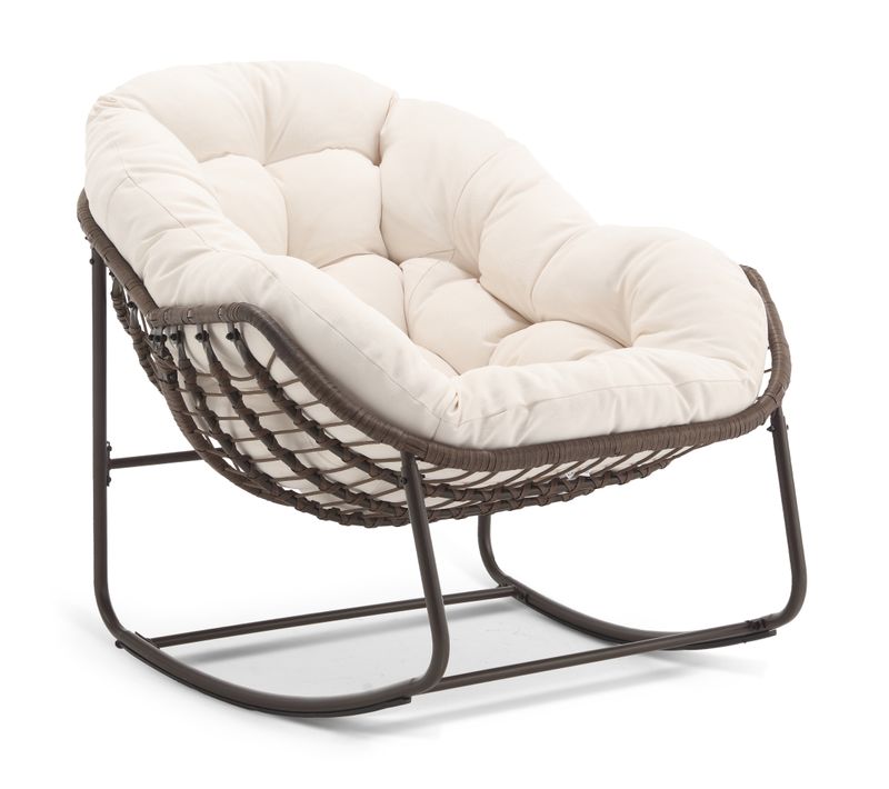 Jardin - Fauteuil Suspendu à Bascule Balcon/terrasse Avec Cadre Acier Et Coussin Coton - Beige