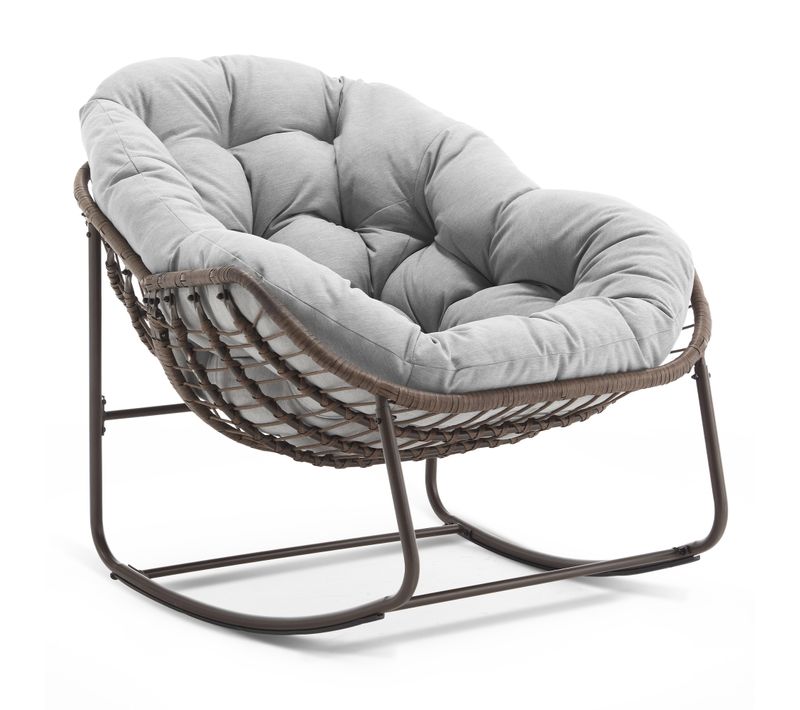 Jardin - Fauteuil Suspendu à Bascule Avec Cadre Acier Et Coussin Confortable En Coton - Gris