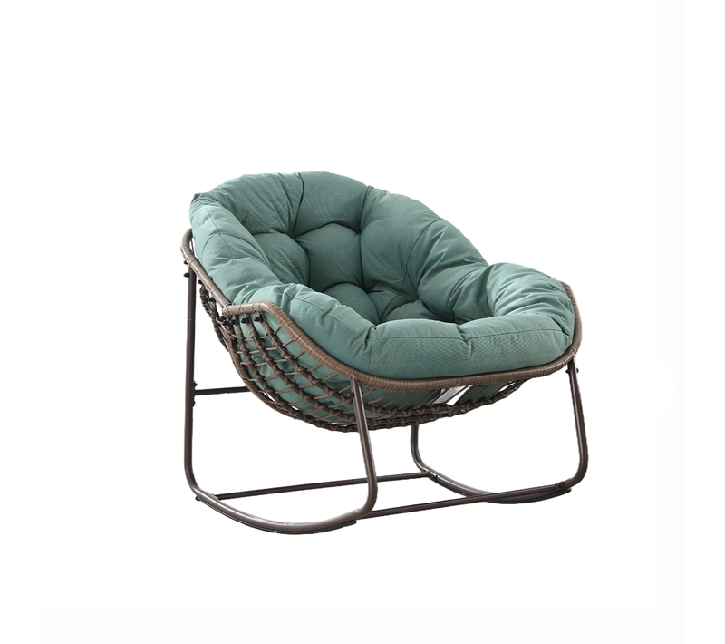 Jardin - Fauteuil Suspendu à Bascule Avec Cadre Acier Et Coussin Confortable En Coton - Vert
