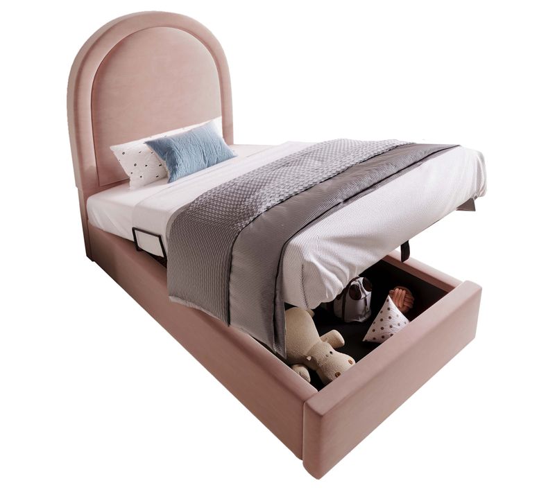 Lit 90x190cm,lit Enfant,lit Simple,lit Coffre,tête De Lit ,velours,rose