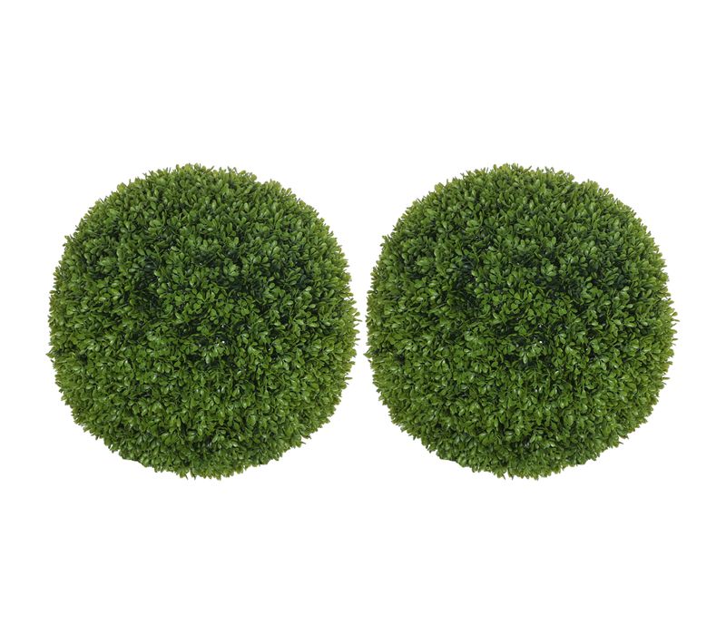 Lot De 2 Plante Artificielle Buis Sphériques 40 Cm Décor Intérieur Et Extérieur