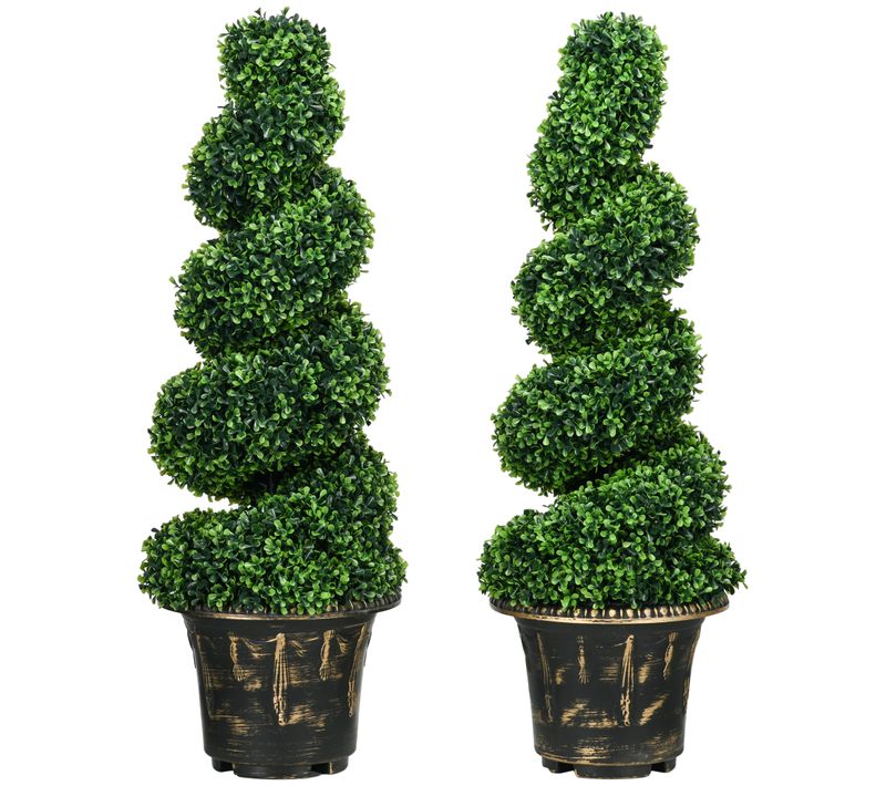 Lot De 2 Plante Artificielle De Buis 90 Cm, Uv Résistant Pour Intérieur Et Extérieur