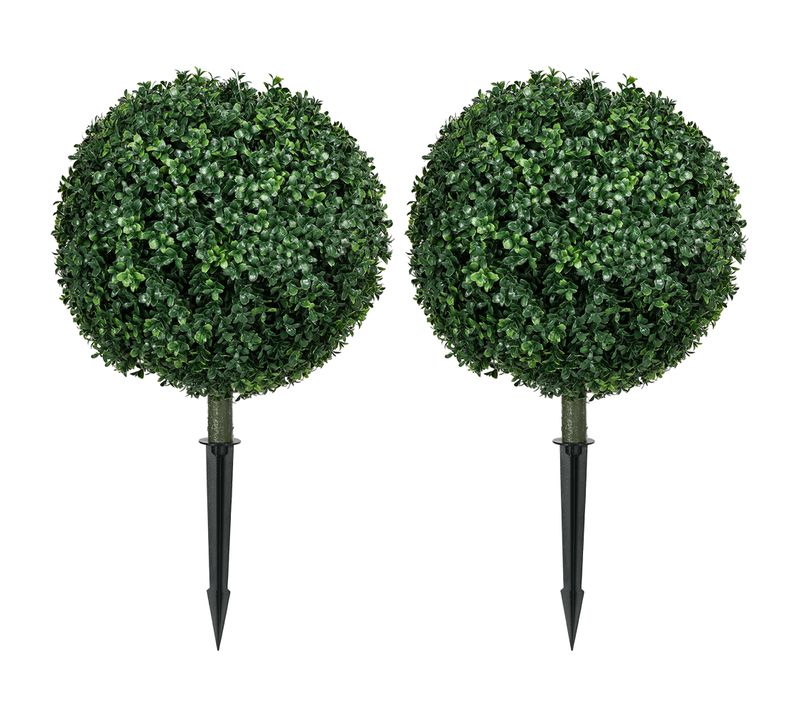 Lot De 2 Plante Artificielle Buis Artificiel 70 Cm, Uv Résistant Avec Piquets Pour Décoration