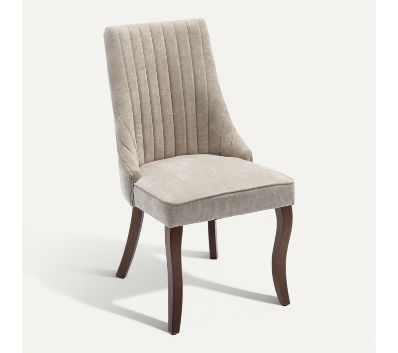 Lot De 2 Chaises De Salle à Manger à Dossier Haut Avec Cadre En Bois Et Coussin En Tissu Beige