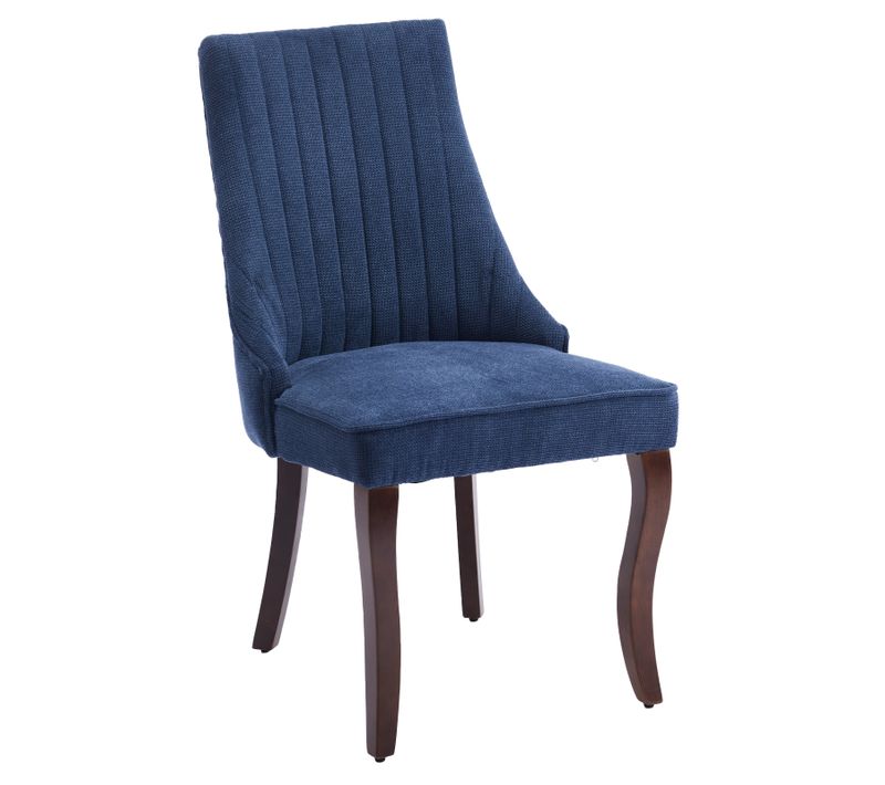 Lot 2 Chaises De Salle à Manger En Tissu Bleu, Dossier Haut Avec Cadre En Bois Et Coussin Doux