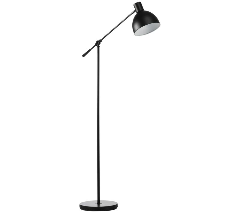 Lampadaire Noir Industriel Réglable Métal, Abat-jour Orientable, Stable, Ø30 X H131-155 Cm