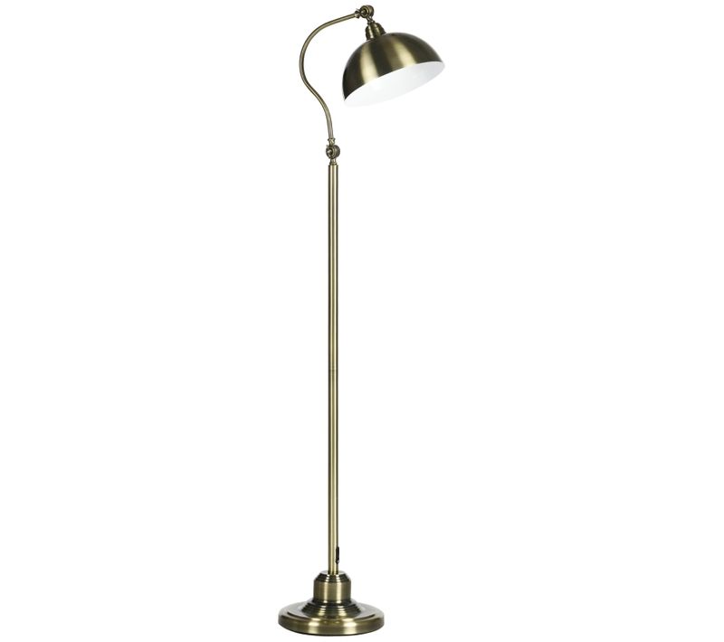 Lampadaire Vintage Métal Laiton, Abat-jour Réglable, Pied Flexible, 42x25,5x152 Cm
