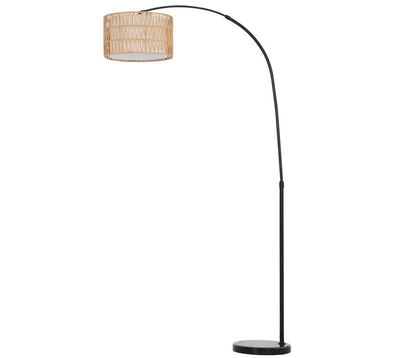 Lampadaire Lanterne Style Pêche, Corde Chanvre, Métal, E27, Hauteur Réglable 144-175 cm
