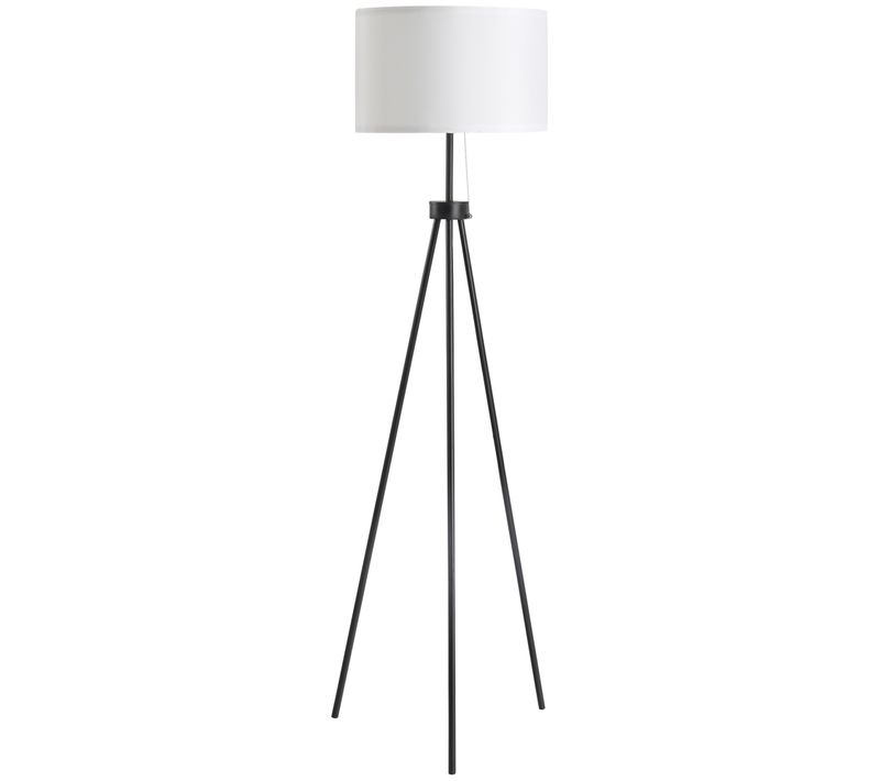 Lampadaire Trépied Métal Noir, Interrupteur Pied, Ø37xh152 cm, Design Moderne Élégant
