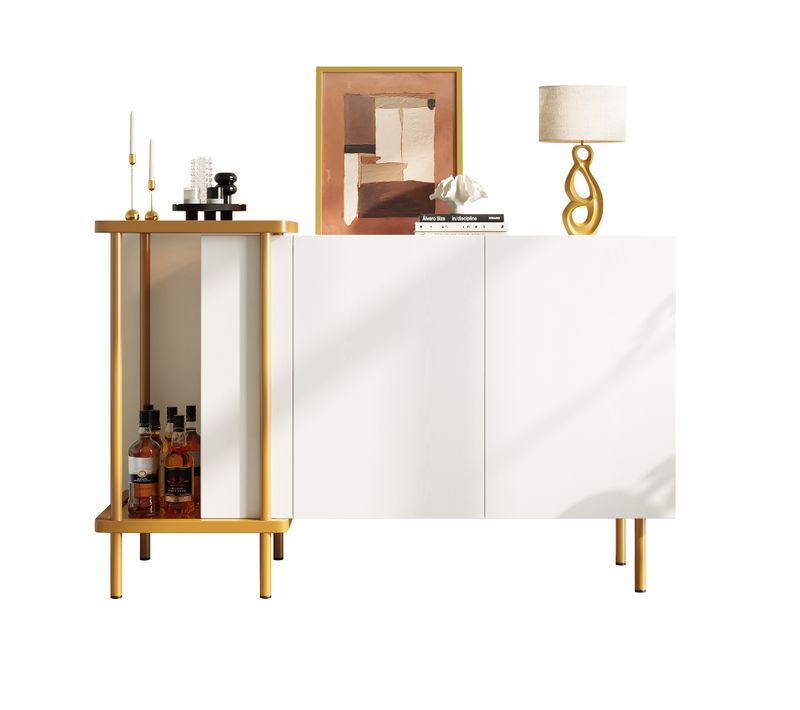 Buffet Bahut 2 Portes Rangements Multiples Salle à Manger Moderne Blanc