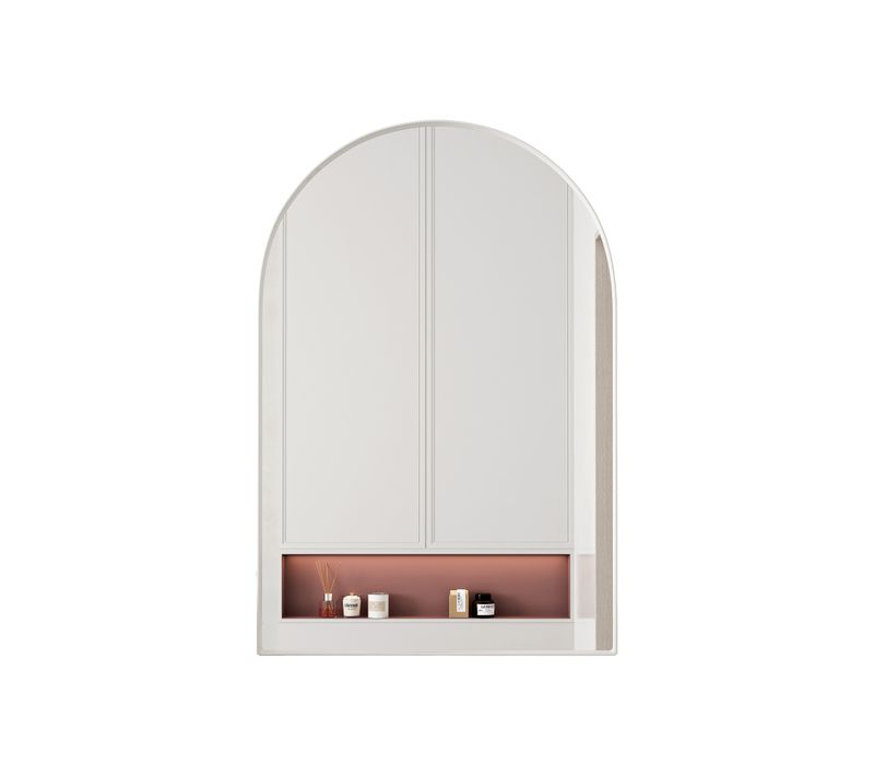 Armoire Miroir Arc Avec Meuble De Rangement Mural Pour Salle De Bain, Salon Ou Chambre Blanc