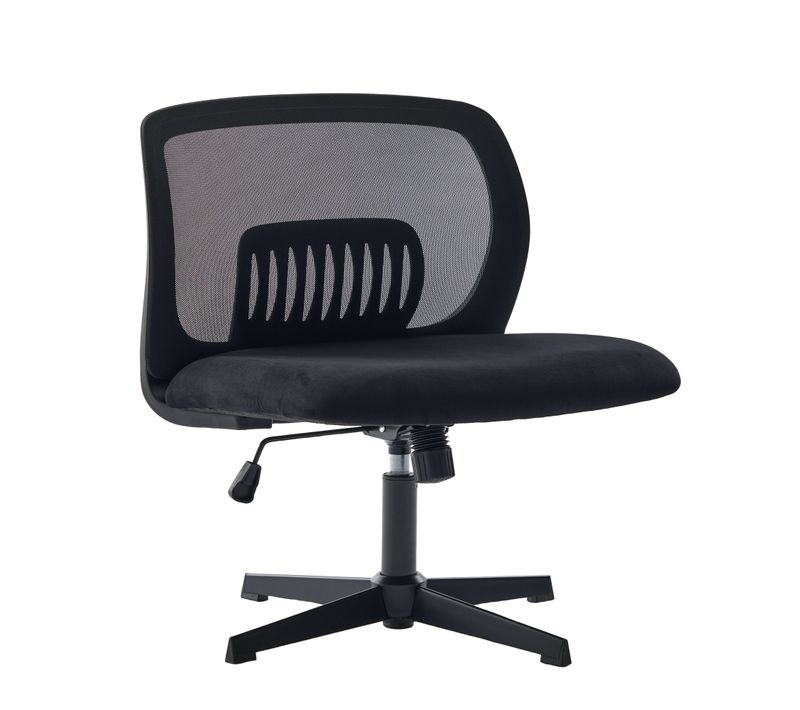 Chaise Bureau Ergonomique Sans Accoudoirs, Hauteur Réglable, Basculante, Siège Velours - Noir