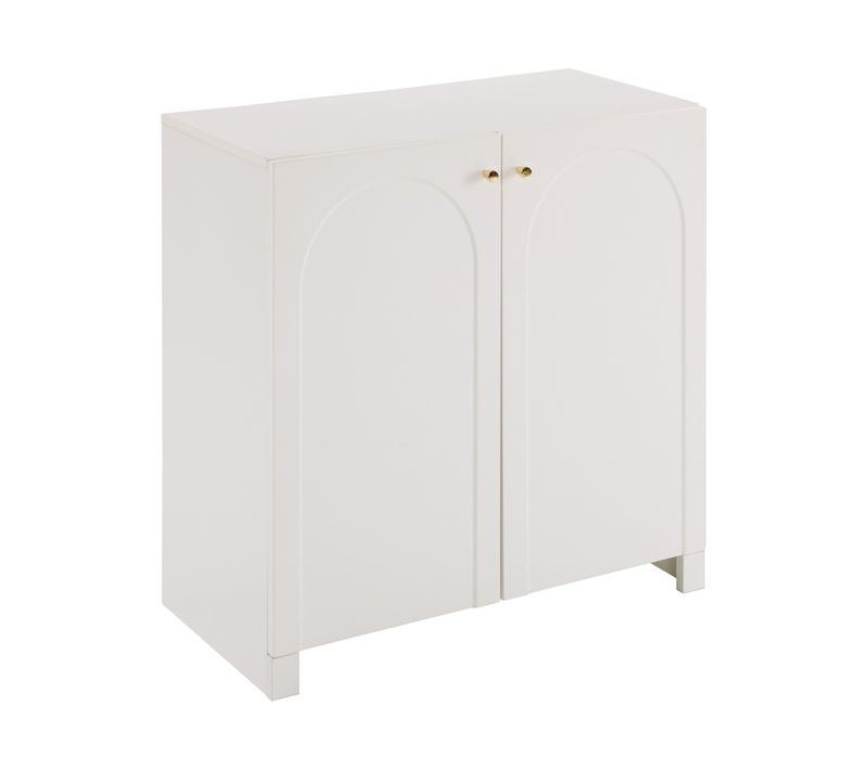 Buffet Moderne, 2 Portes Et Tiroirs, Rangement Vertical Pour Salon, Cuisine Ou Entrée, Crème