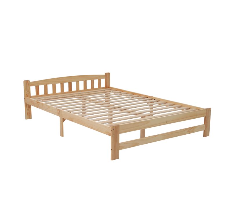 Lit Double 140x200 Cm, Lit Adulte, Tête De Lit, Sommiers, Pied Centraux, En bois, Couleur Bois
