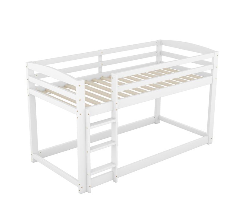 Lit Superposé 90x200 Cm - Lit Simple Avec Cadre Robuste Et Lattes - Pin + Mdf - Blanc