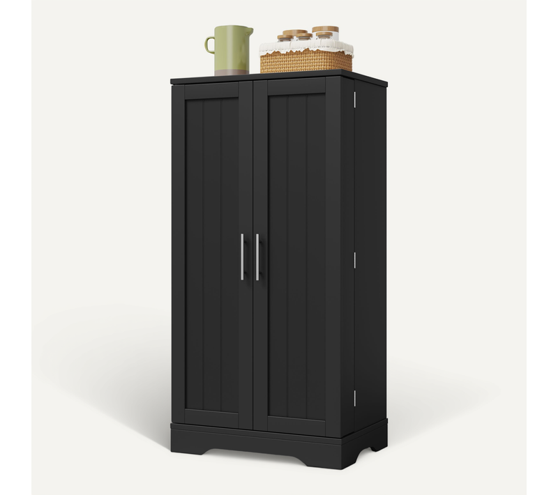 Armoire De Cuisine 120x60x40cm, Buffet Haut, LED à Capteur, Étagères, 2 Portes, Mdf, Noir
