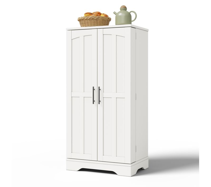 Armoire De Cuisine 120x60x40cm, Buffet Haut, Étagères, Portes Avec Rangement, LED, Mdf, Blanc