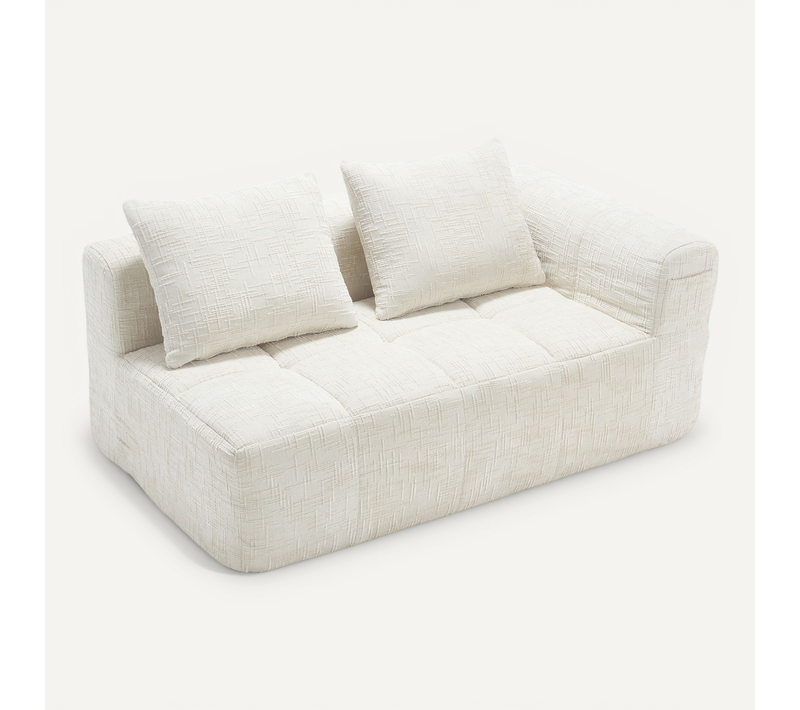 Canapé Compressé 2 Places Moderne 158x90x60 Cm Avec Coussins Poches Latérales, Chenille Beige