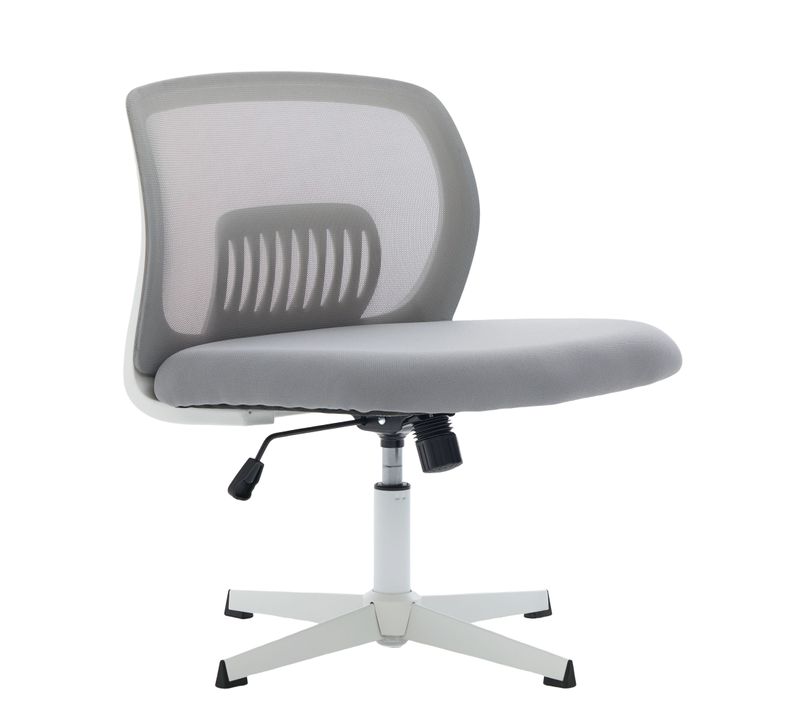 Chaise De Bureau 63x55x73-85 Cm, Rotatives à 360°, Hauteur Réglable, Sans Accoudoirs, Maille Gris